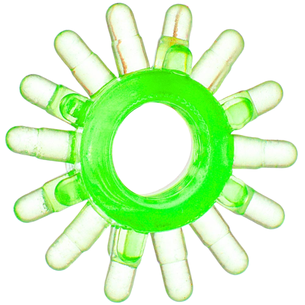 Эрекционное кольцо TOYFA Basic (зеленое с шипиками, TPE)
