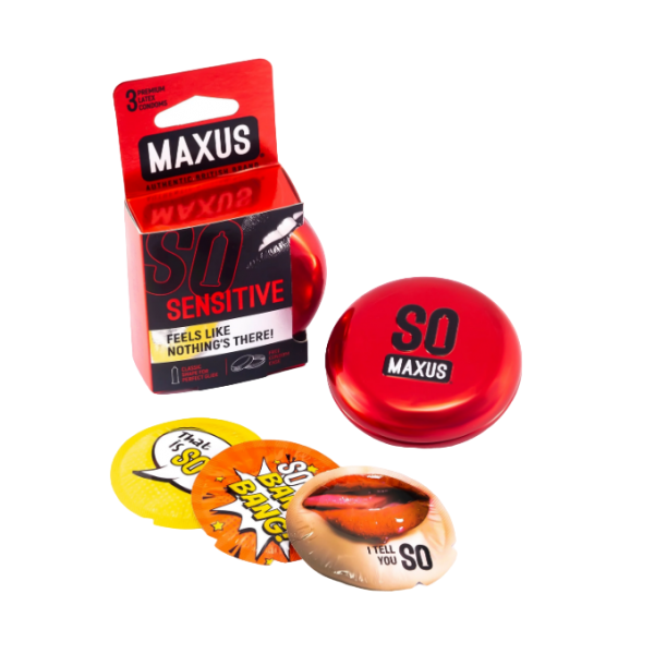 Презервативы Maxus "Sensitive" №3 (ультратонкие, красный железный кейс в подарок)