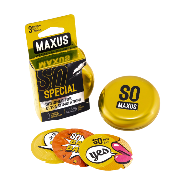 Презервативы Maxus "Special" №3 (точечно-ребристые, белый железный кейс в подарок)