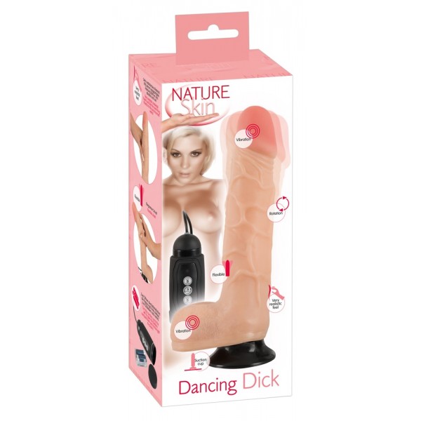 Вибратор Nature Skin "Dancing Dick" на присоске с ротацией (26 см)