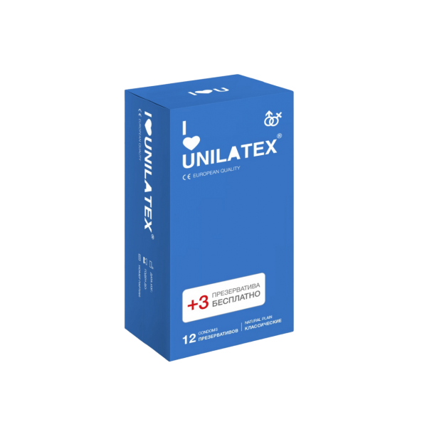Презервативы Unilatex "Natural Plain" №12+3 гладкие классические