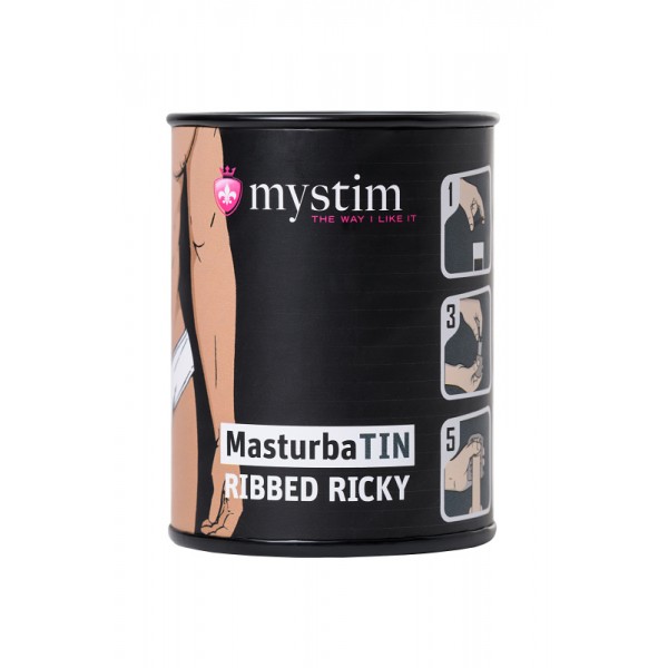 Мастурбатор Mystim MasturbaTIN "Ribbed Ricky" (белый, 4.5 см)