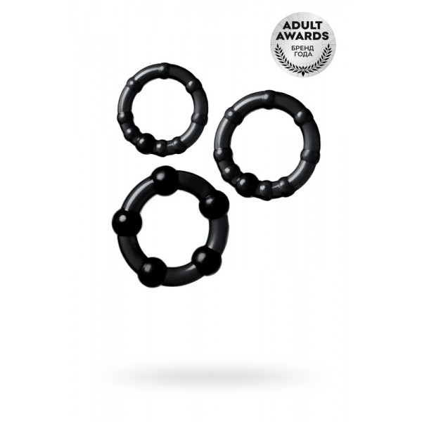 Эрекционные кольца набор TOYFA A-toys (черные, 3 шт, Ø 2/3/3.5 см)