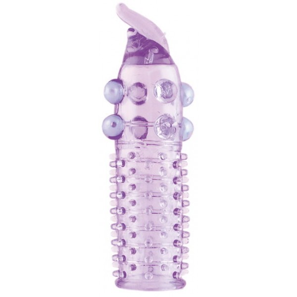 Насадка на пенис TOYFA "Beeded Sleeve" с шариками (фиолетовая, фиолетовые шарики, 13 см)