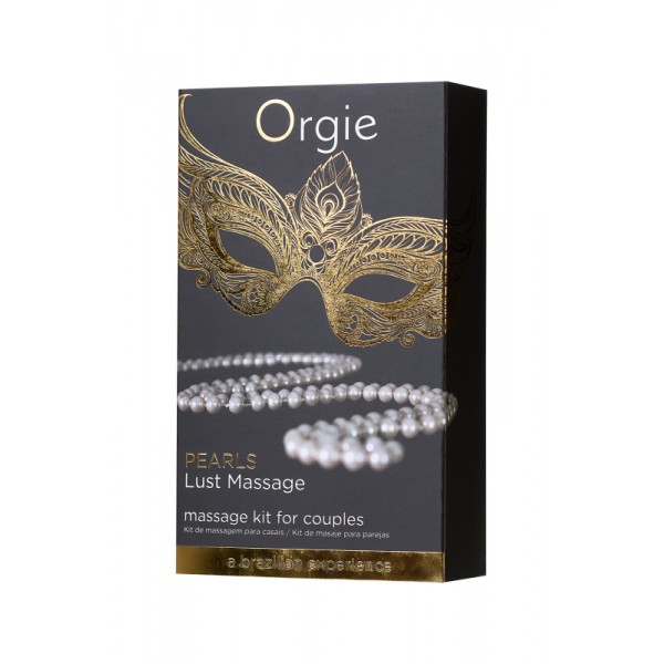 Комплект для эротического массажа Orgie "Pearl Lust Massage": жемчужное ожерелье и силиконовый гель (с дозатором, 30 мл)