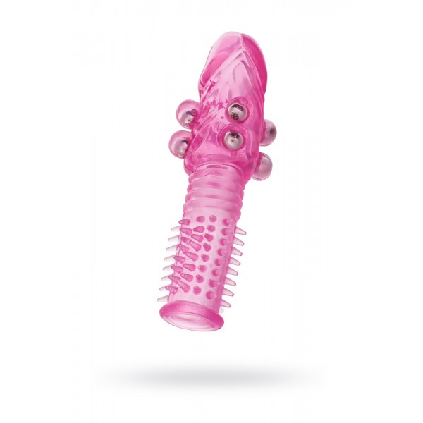 Насадка на пенис TOYFA "Sleeve" с шариками (розовая, серебристые шарики, 13.5 см)