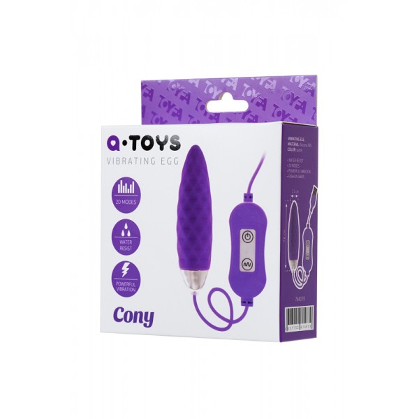 Виброяйцо TOYFA A-Toys "Cony" с пультом управления (фиолетовое, 7.6 см)