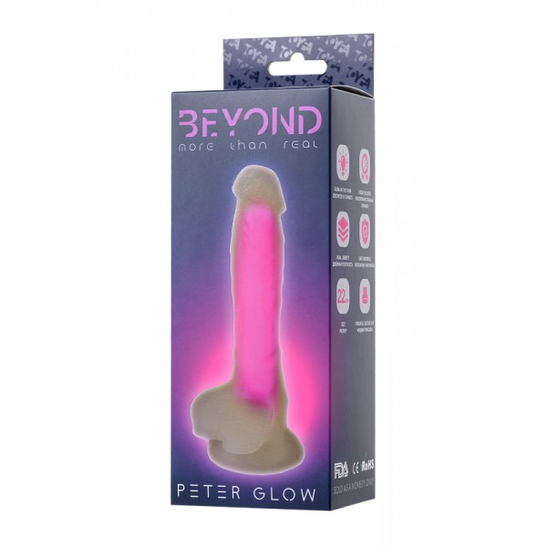 Фаллоимитатор TOYFA Beyond "Peter Glow" светящийся в темноте (розовый, 22 см)