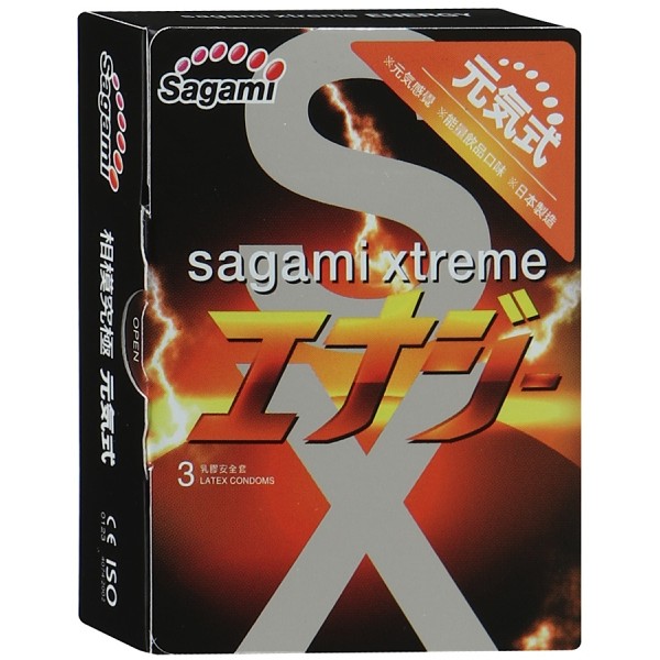 Презервативы SAGAMI Xtreme "Energy" ультратонкие с ароматом энергетического напитка (3 шт)